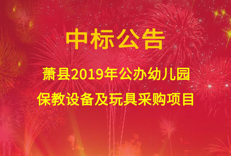 萧县2019年公办幼儿园保教设备及51暗网采购项目中标公告